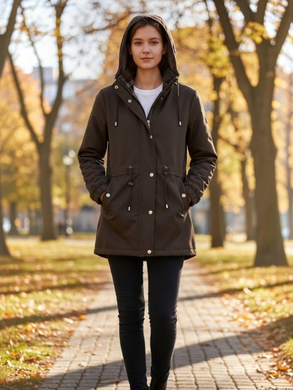 Fleet Street Brown Lined Jacket Women's M, Hooded